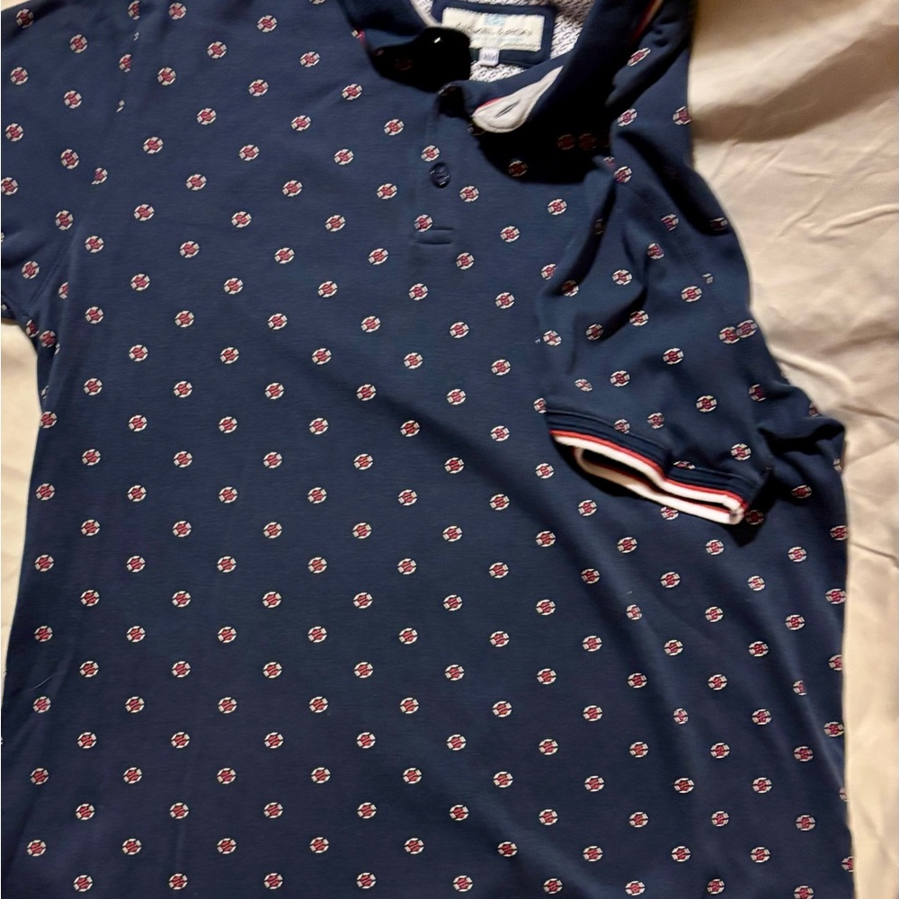 Men's Nickel & Iron Navy Polo Shirt with Floral Pattern - Picture 3 of 6